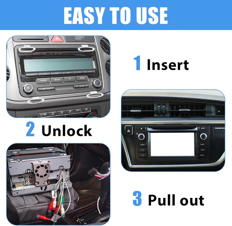 FOJOO Radio Removal Tool Kit for Ford, Volkswagen, Audi, Mercedes Car Pry Tools, Most Car CD DVD Audio Frequency Converter Stainless Steel 6PCS - Image 5